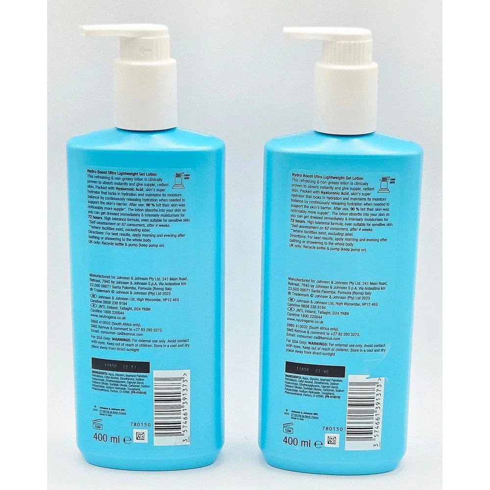 Neutrogena Hydro Boost Ultra Lightweight Body Gel Lotion 400 ml/ 13.5 oz-2 Pack